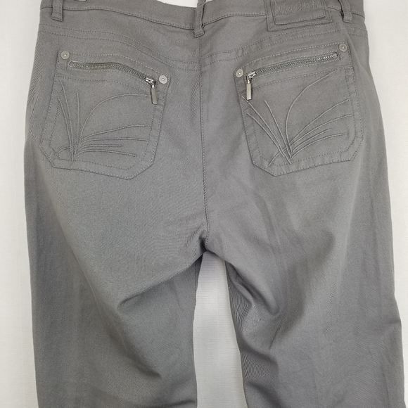 Luisa Cerano Gray Straight Leg Zip Pocket Pants 14 Stretch - Picture 6 of 10